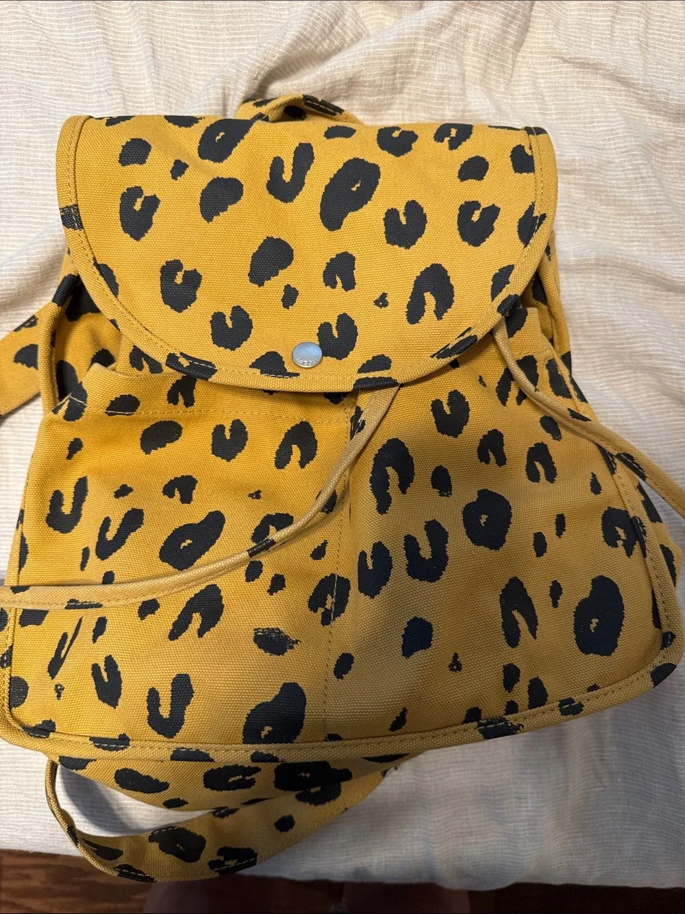 BAGGU Yellow Leopard Print Canvas Backpack